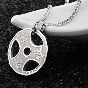 Weight Plate Gym Bodybuilding Fitness Sport‎ Jewelry Necklace Silver